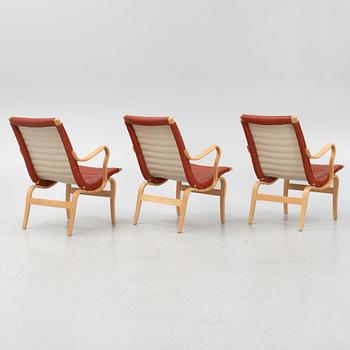 Bruno Mathsson, three 'Eva' easy chairs from Dux.
