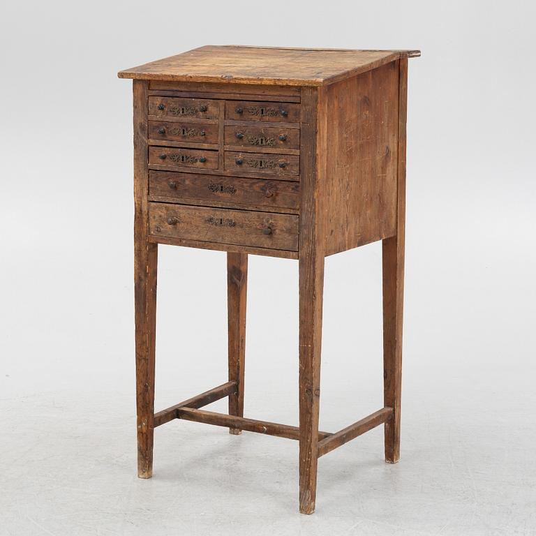 An oak and pine writing slope, 19th Century.