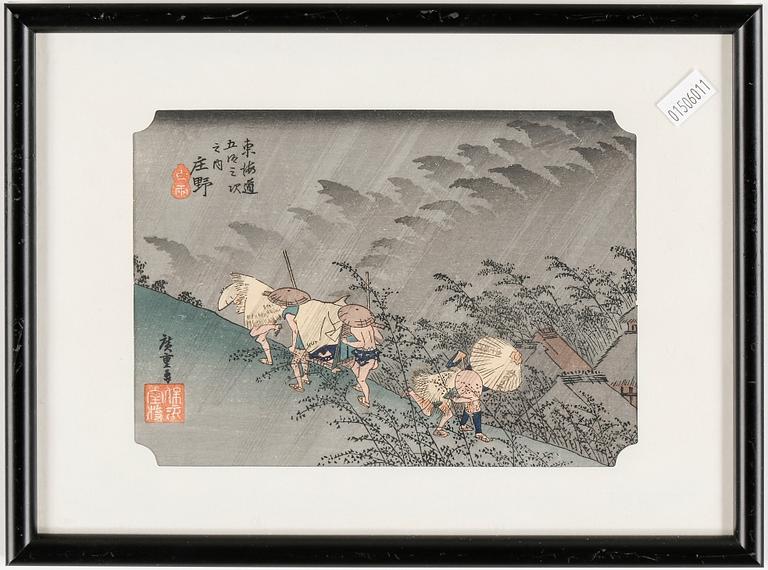 TRÄSNITT, 6 stycken, bla Utagawa Hiroshige, Japan, 18-1900-tal.