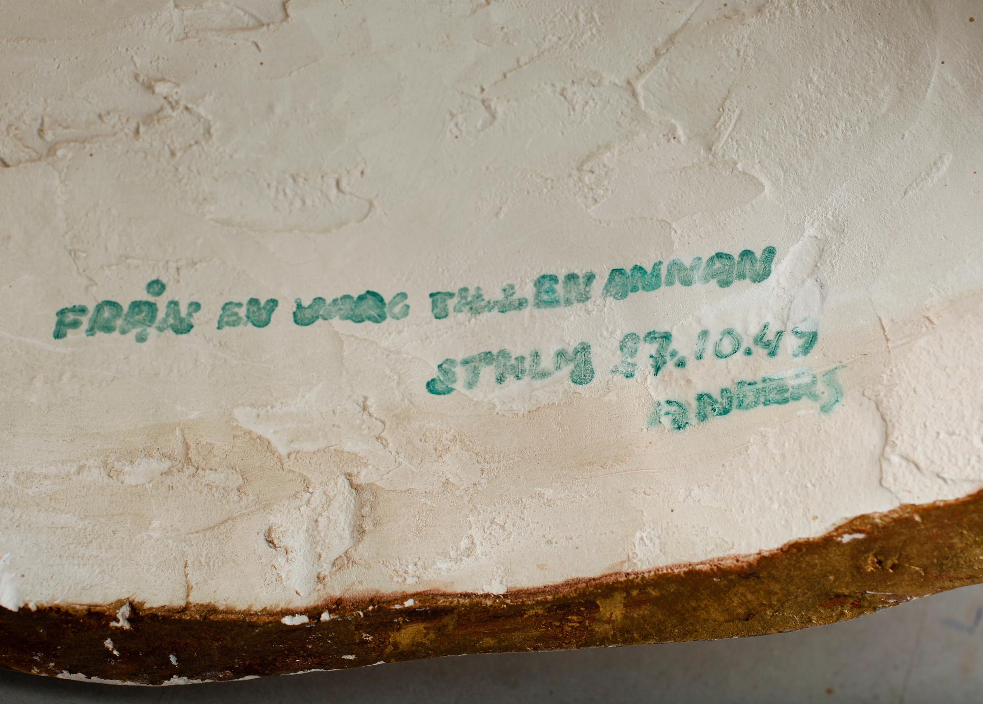 ANDERS MOHAMMAR, skulptur, gips, sign och dat 35.