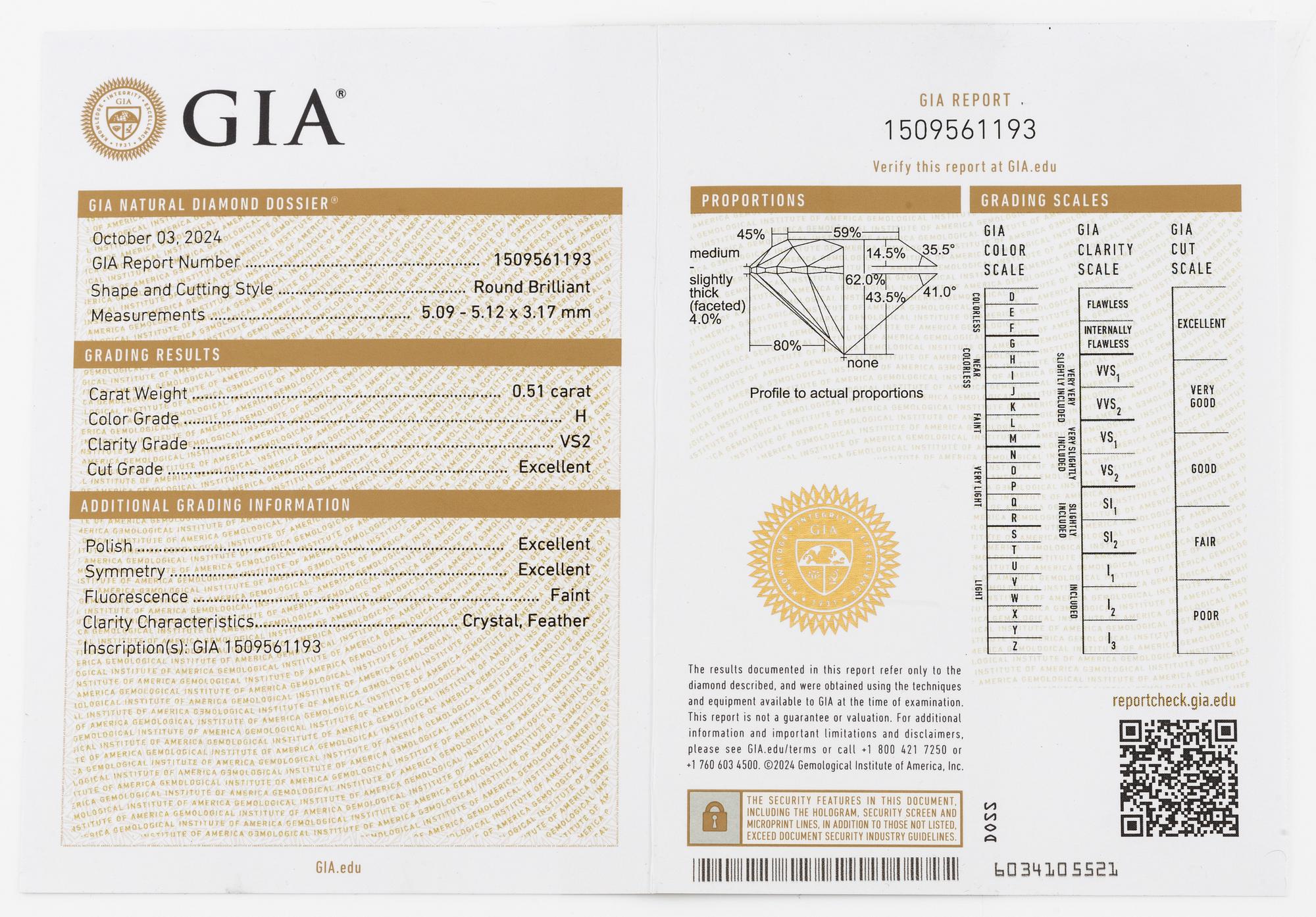 Earrings, 18K white gold set with brilliant-cut diamonds, total 1.02 ct. Accompanied by GIA dossier.