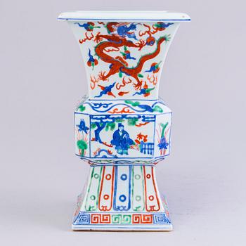 VASE, porcelain, China late 19th century, with Wanli six character mark.