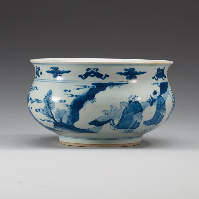 A blue and white censer, Qing dynasty, Kangxi (1662-1722).