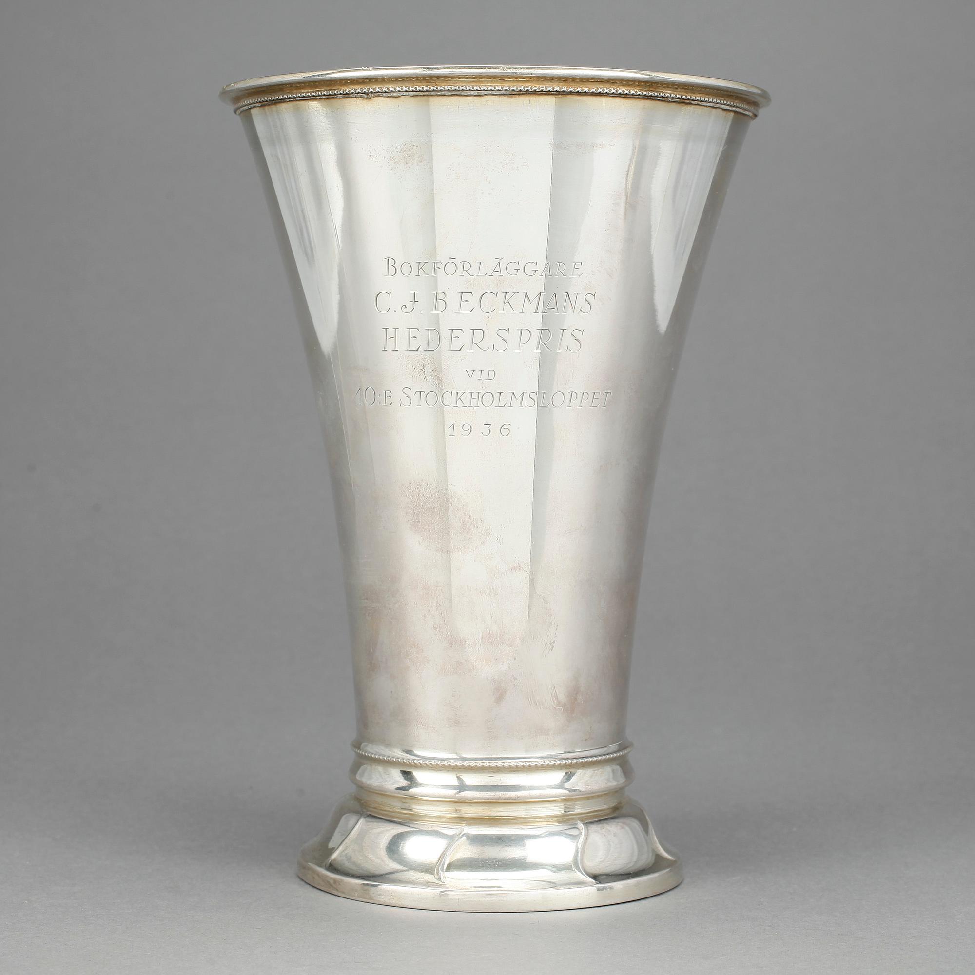 BÄGARE, silver, K. Andersson, Stockholm 1936. Vikt 306 g.