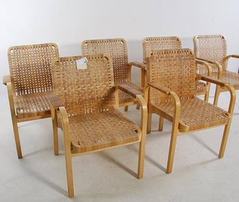 KARMSTOLAR, 6 st. Design Alvar Aalto.