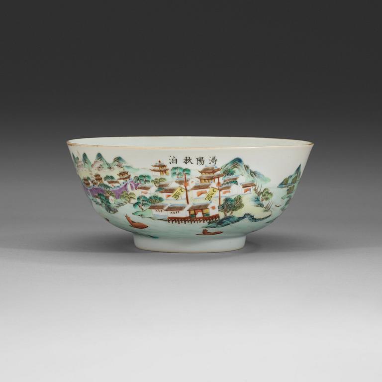 A famille rose bowl, presumably republic with Daoguang seal mark in red.