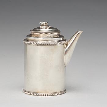 A Swedish Gustavian silver mocca-/coffee-pot, mark of Arvid Floberg, Stockholm 1792.