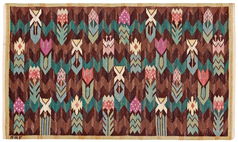 TEXTILE. "Täppan". Tapestry weave (Gobelängteknik). 62 x 104 cm. Signed MMF.