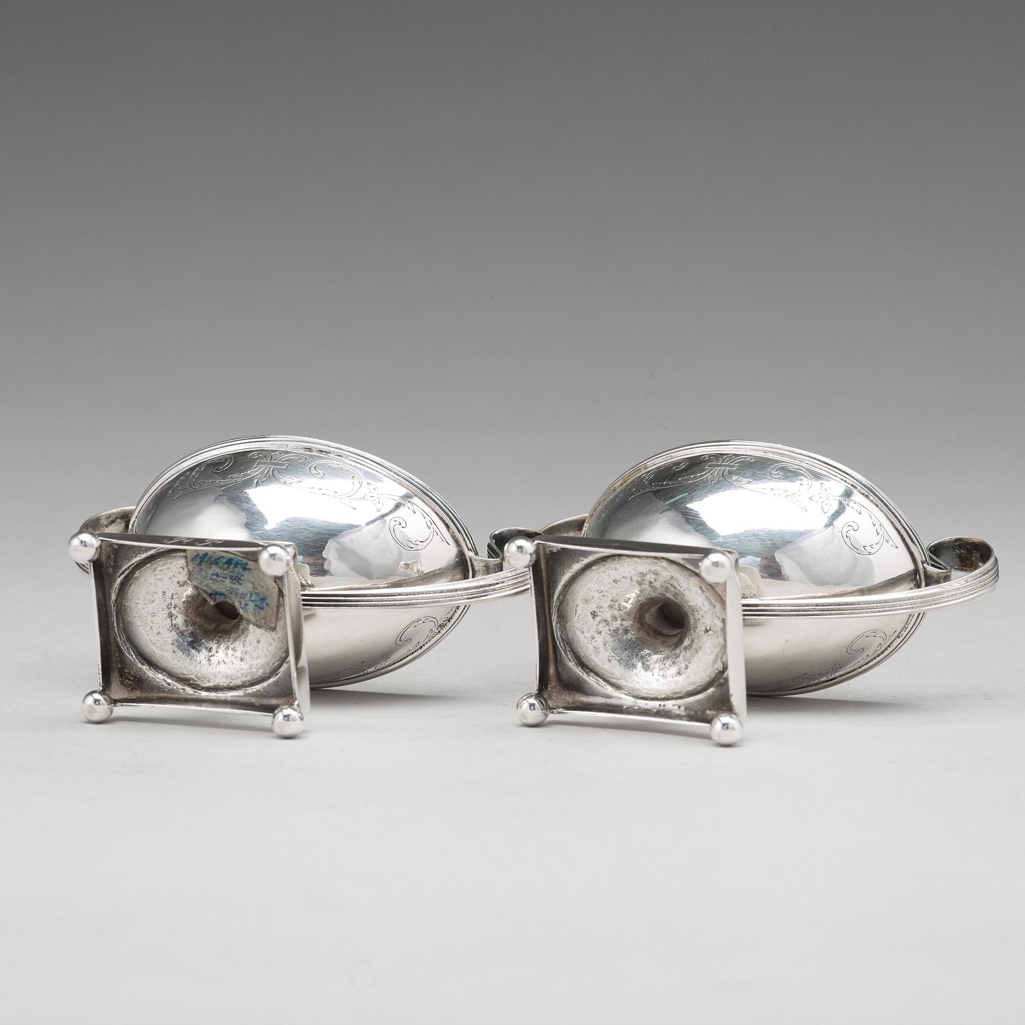 Mikael Nyberg, saltkar, ett par, silver, Stockholm 1795, Gustavianska.