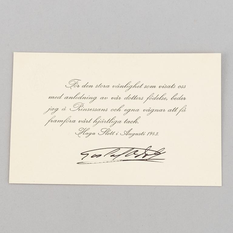 A swedish silver beaker with mark of GAB 1909 and a swedish royal letter from 1943.