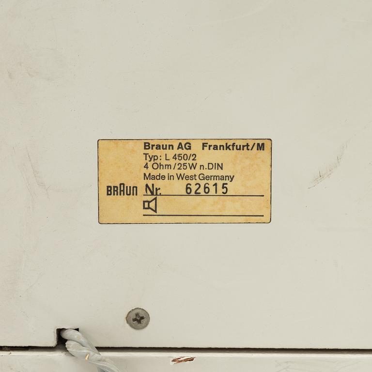 Dieter Rams, stereo receiver, model 'RCS 9-S' and speakers model 'L450/2', Braun, Germany, designed in 1961.