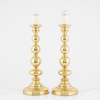 A pair of model 'B-80' brass table lights, EWÅ, later part of the 20th Century.