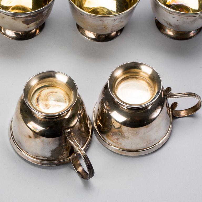 PUNCHMUGGAR, 6 stycken, ABG Stockholm 1979, bolidensilver, vikt 240 g.