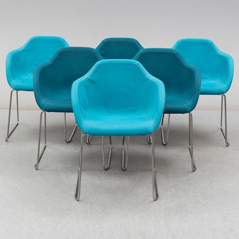 Six chairs (3+3) 'Arena' by Johan Lindstén, Johanson Design, Sweden.