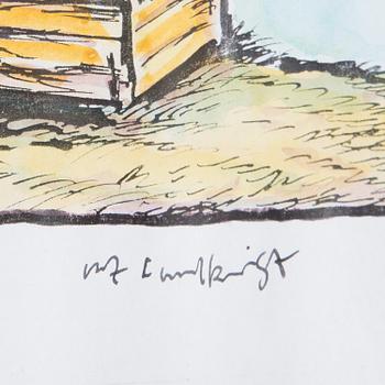 ULF LUNDKVIST, akvarell och tusch, signerad.