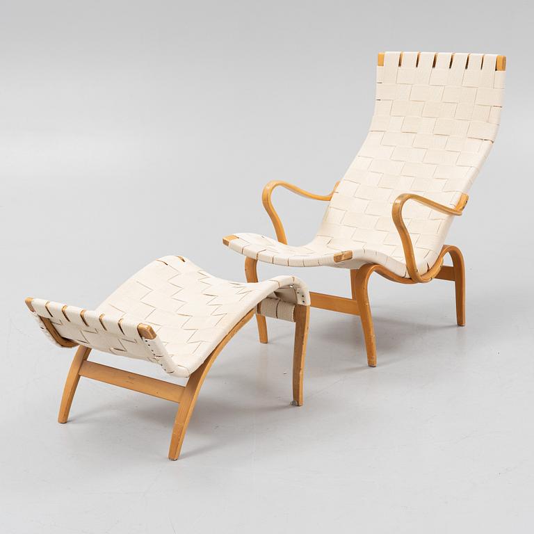 Bruno Mathsson, lounge chair with footstool, "Pernilla", Firma Karl Mathsson, Värnamo, Sweden.