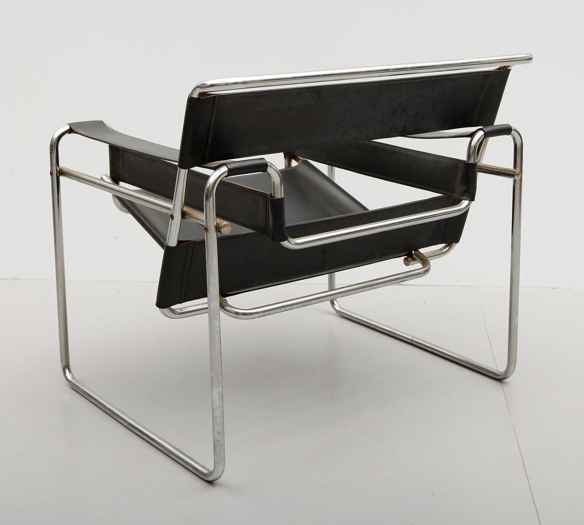 FÅTÖLJ, efter Marcel Breuer, "Wassily", 1900-talets andra hälft.