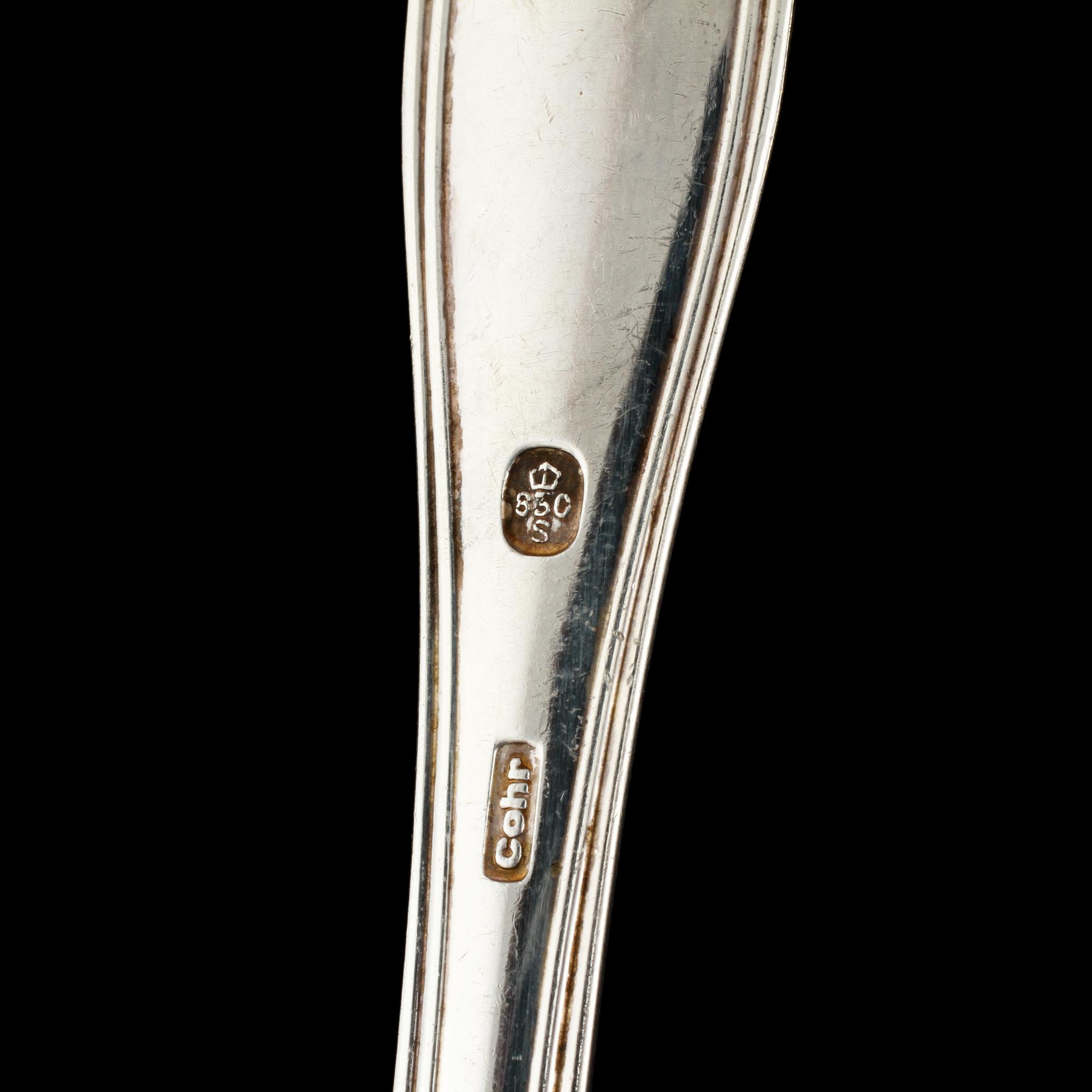 BESTICK, 24 st, silver, "Gammal dansk", Cohr, Danmark, 1900-tal. Vikt 1158 g inkl stålblad.