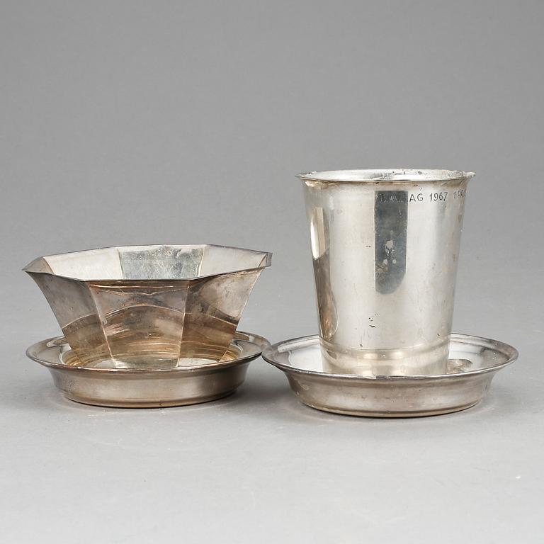 PARTI SILVERFÖREMÅL, 4 st, bla CG Hallberg, 1900-tal. Vikt tot ca 405 gram.