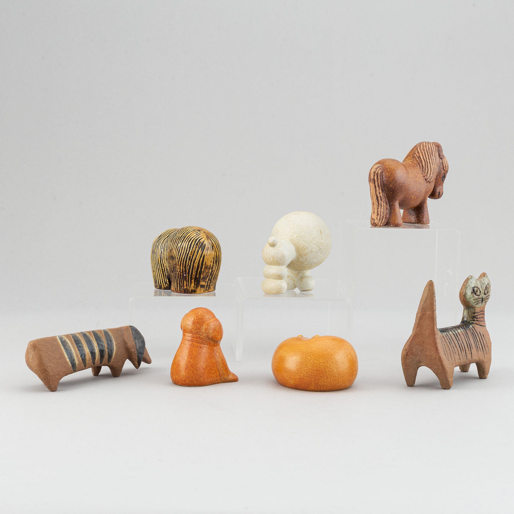 Lisa Larson, figuriner, 7 st, stengods, Gustavsberg.