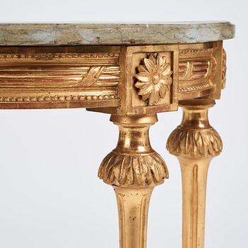 A Gustavian carved giltwood console table, late 18th Century.