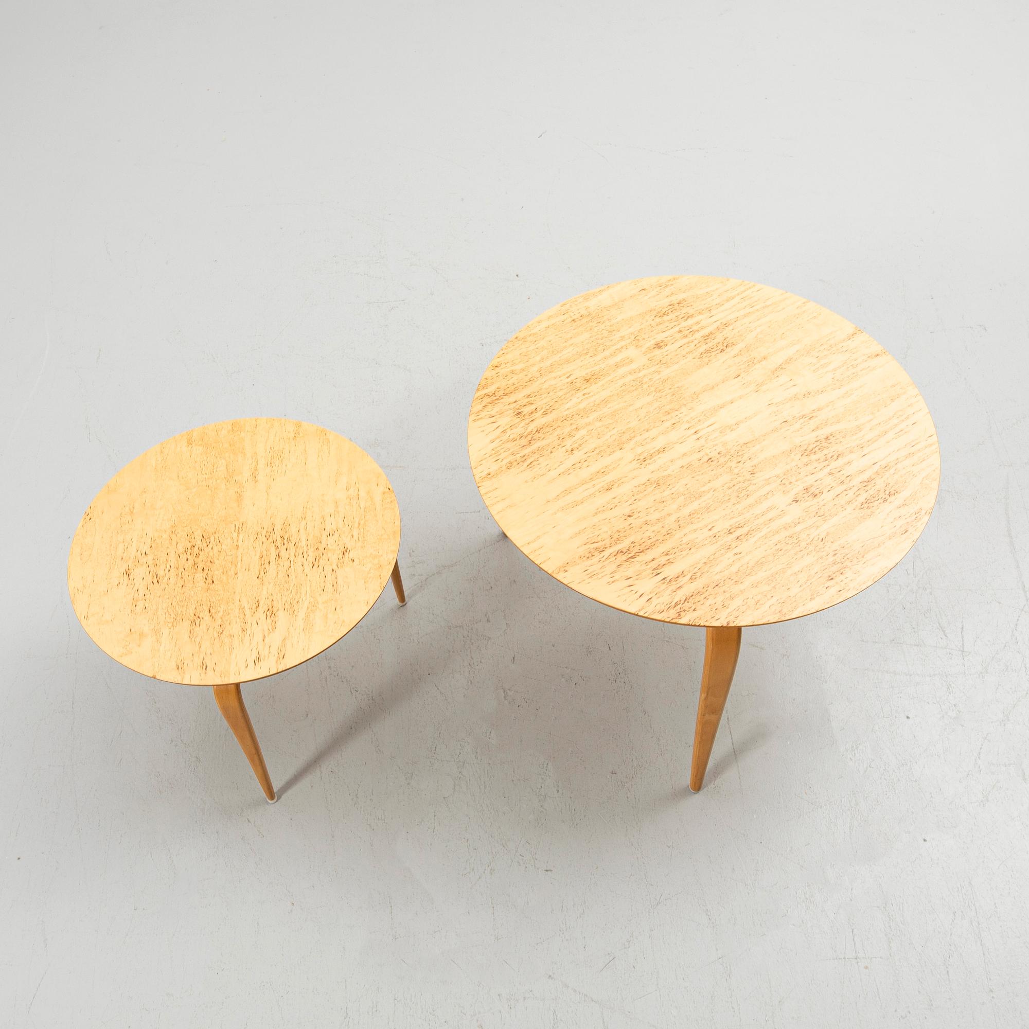 Bruno Mathsson, coffee tables, 2 pcs, "Annika", Karl Mathsson, Värnamo, 2008.