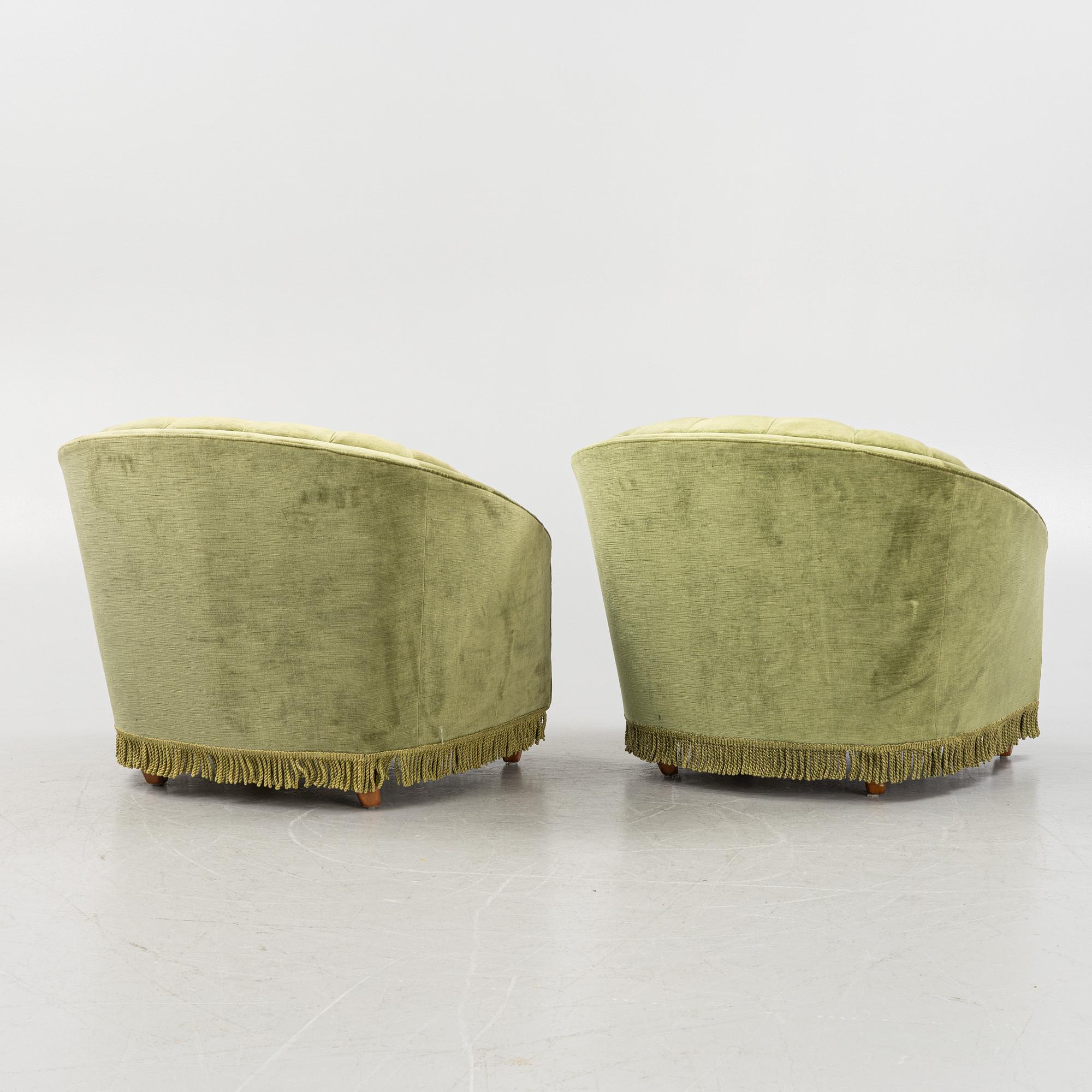 A pair of lounge chairs ,mid 20th century.