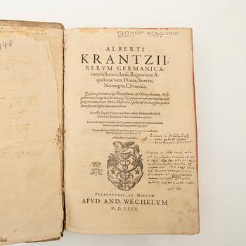 Albert Krantz, book, "Rerum Germanicarum ...", Frankfurt am Main 1575.