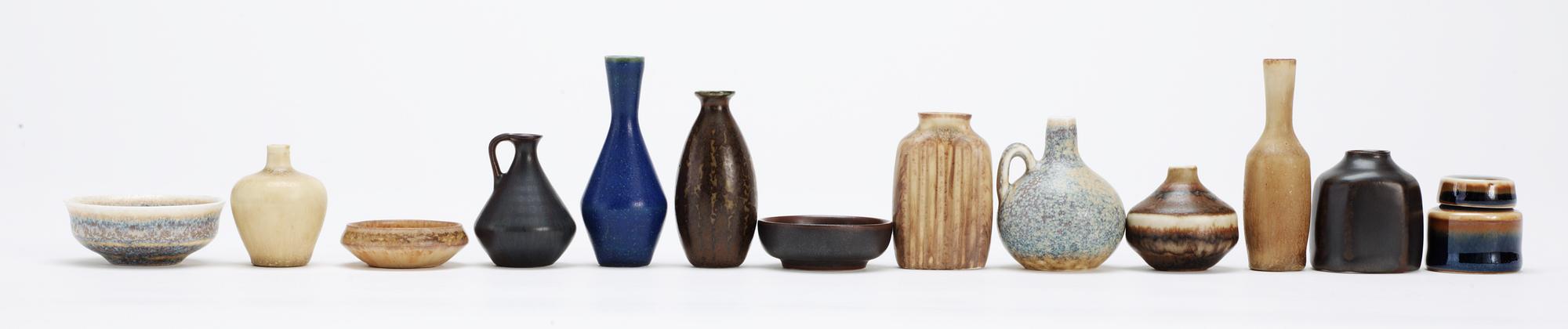 A set of thirteen Carl-Harry Stålhane stoneware miniatures, Rörstrand.