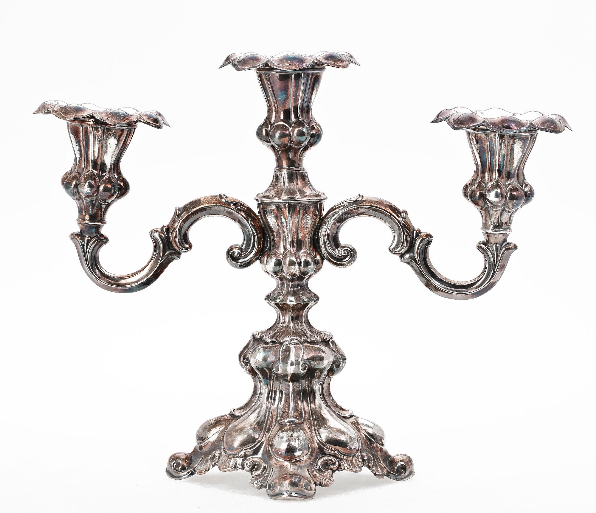 KANDELABER, silver, rokokostil, CG Hallberg, 1941.