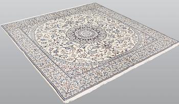 A part silk Nain rug, so called 9 LAA, ca 196 x 196 cm.