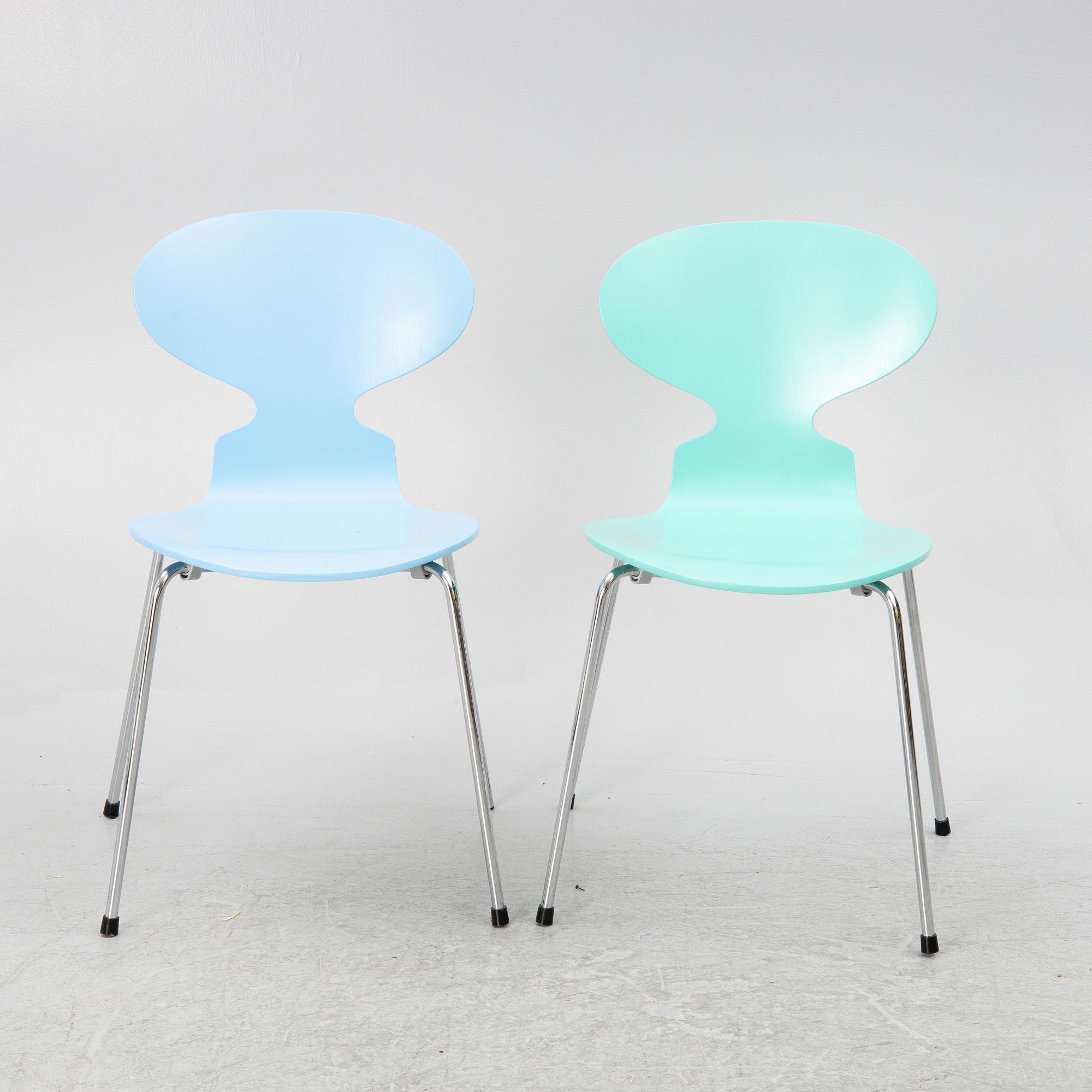 Arne Jacobsen, a set of 6 chairs, "The Ant", Fritz Hansen, Denmark, 1995.