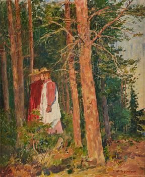800. Carl Wilhelmson, Två flickor vid utkanten av skogen.