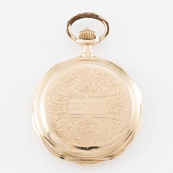 Pocket watch, 14K gold, hunter 53.5 mm.