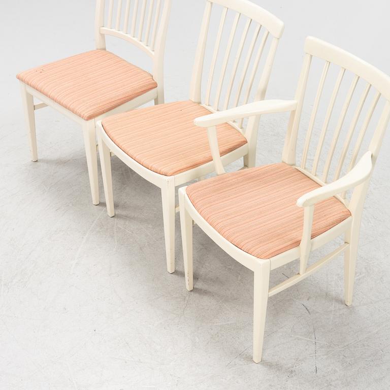 Carl Malmsten, two armchairs and six chairs, Bodafors, second part of the 20th Century.