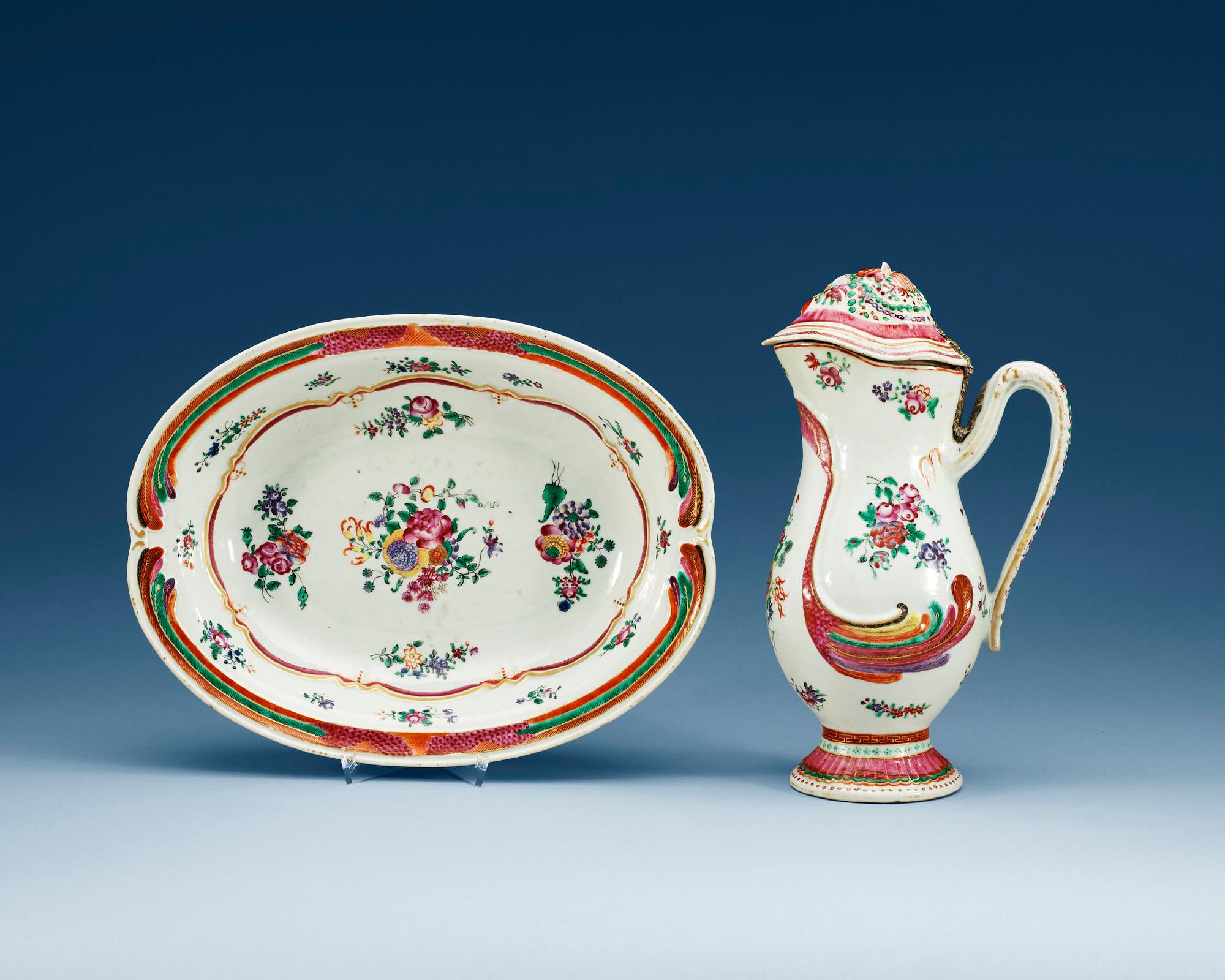 HANDKANNA med HANDFAT, kompaniporslin. Qing dynastin, Qianlong (1736-95).