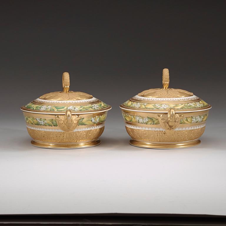 A pair of French Empire tureens with covers, early 19th Century.