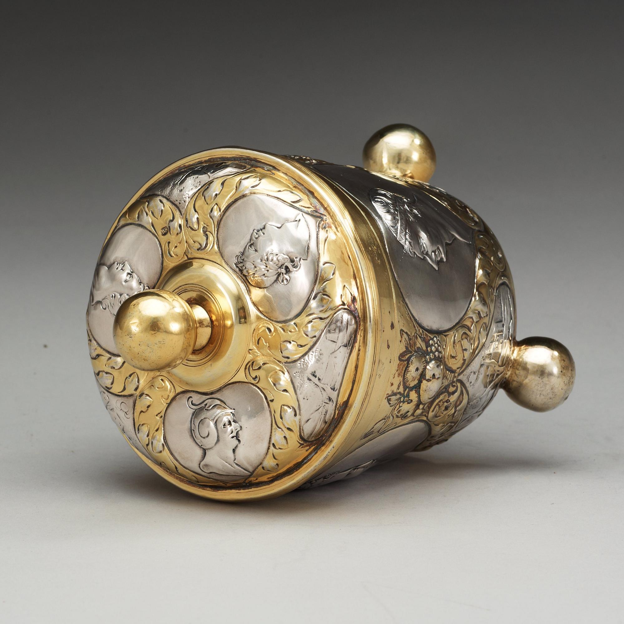 A german 18th century parcel-gilt, makers mark of Simon Wickert, Augsburg (1691-1708).