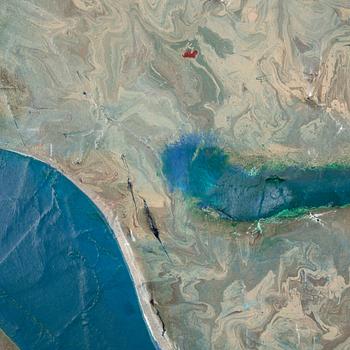 Stephen Buckley, triptyk, mixed media on canvas, signed and dated 1985 verso.