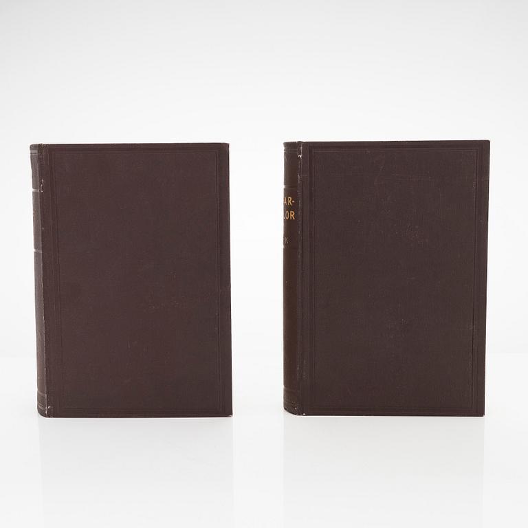 Bokverk, "Ättar-taflor", volym I-II, A-Ö,   Oskar Wasastjerna, Borgå 1879-1880.