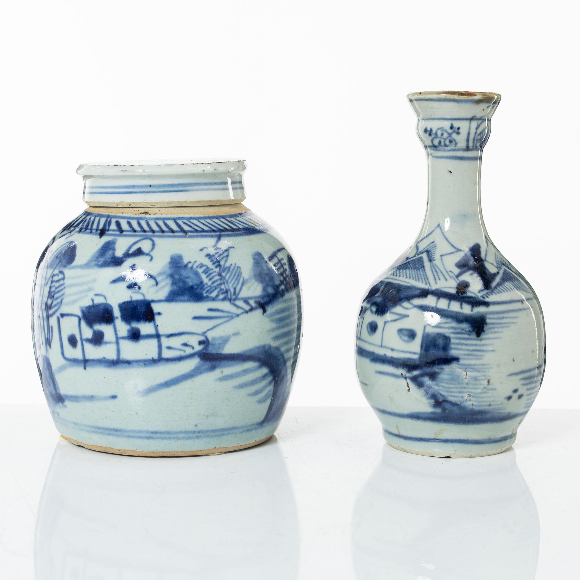 Jar and vase, porcelain, China, 19th century.