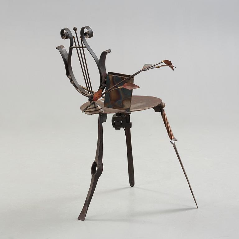 A Mark Brazier Jones 'Lyre' metal chair, England 1990.