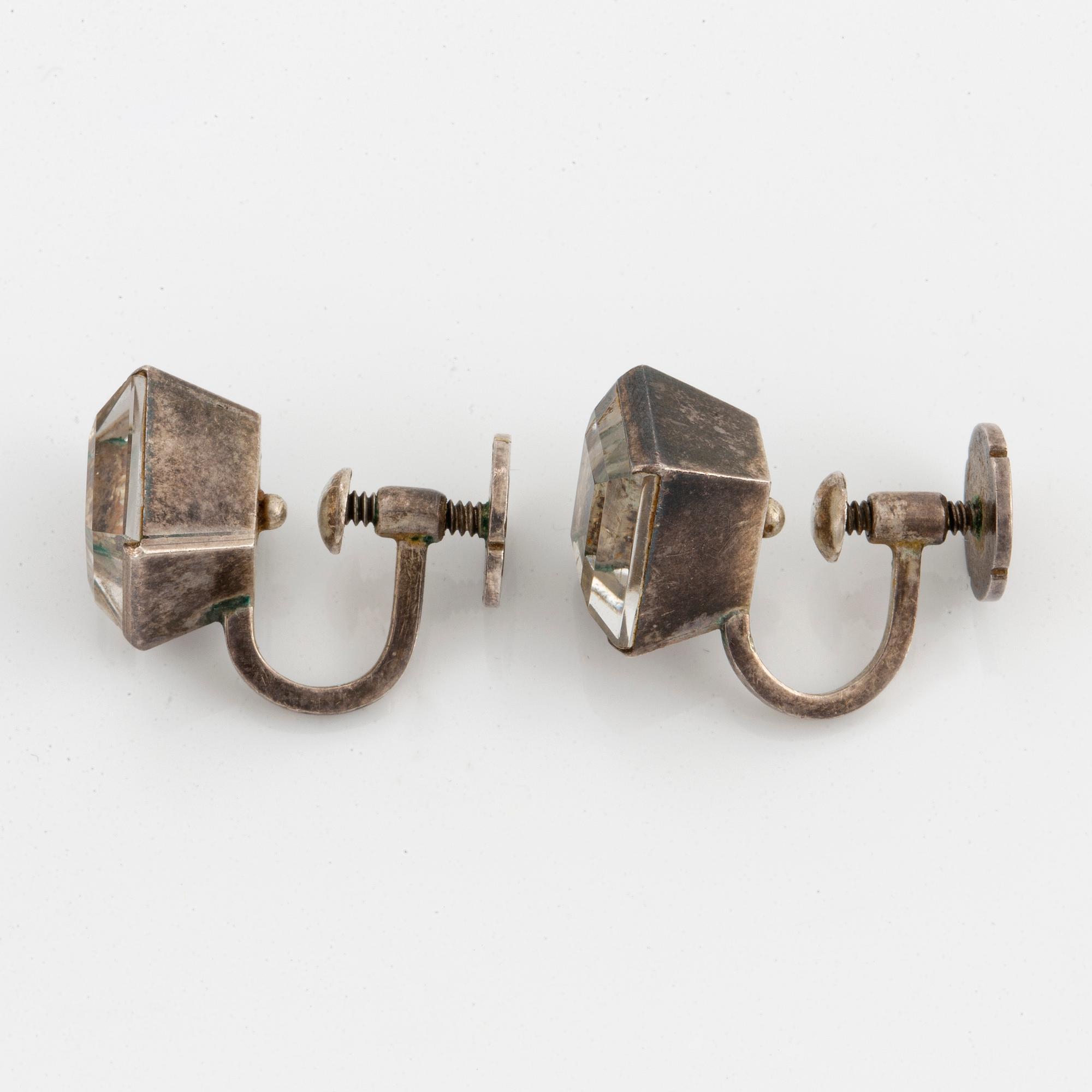 Wiwen Nilsson silver and rock crystal earrings.