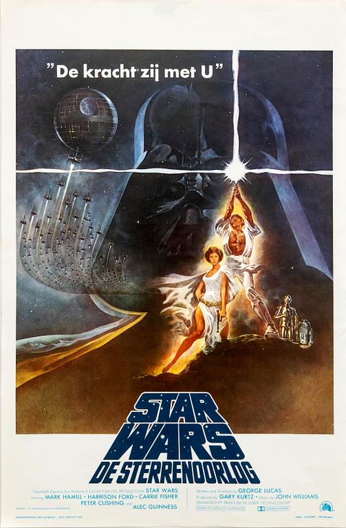 Filmaffisch, "Stjärnornas Krig - Star wars", Belgien  1977.