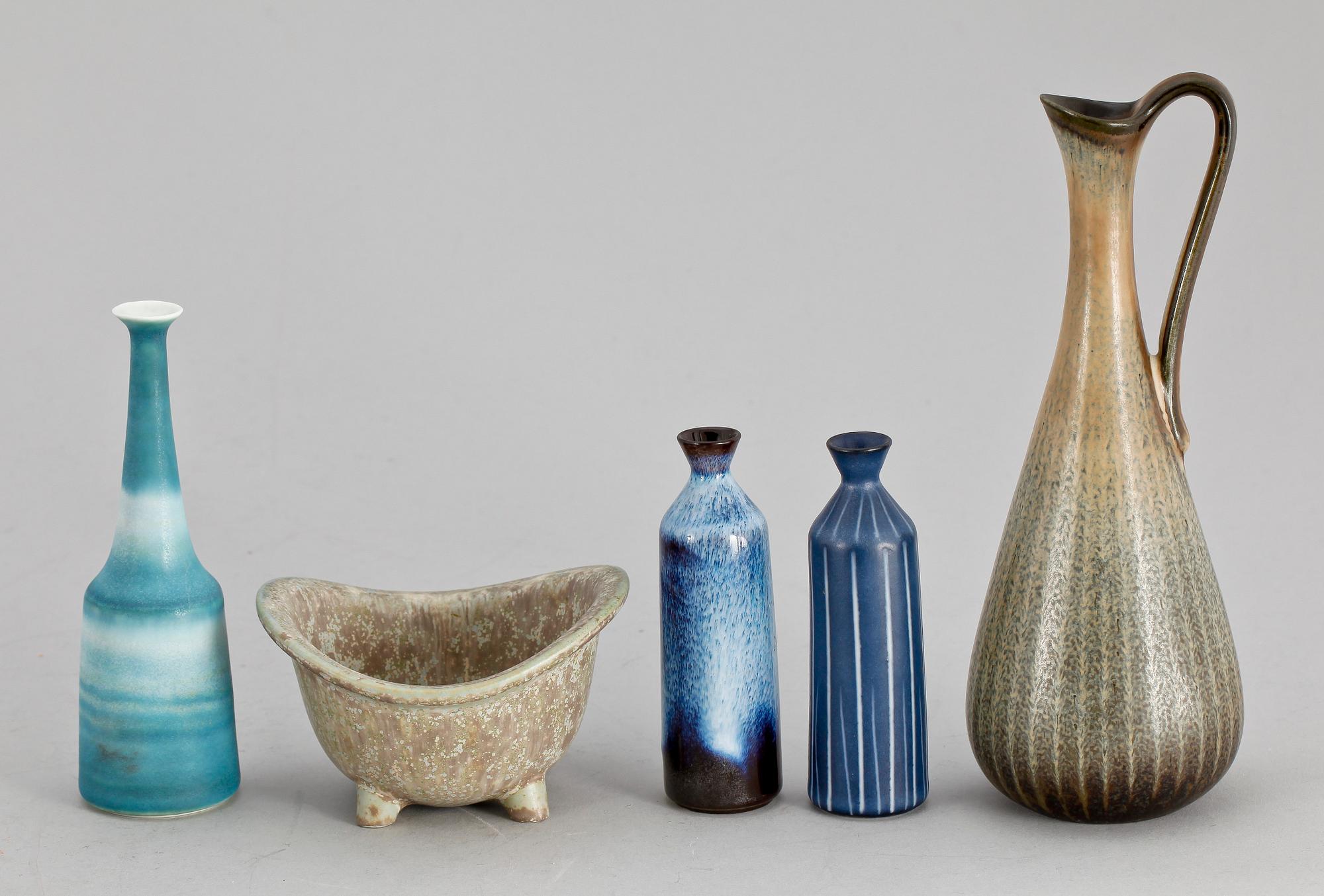 MINIATYRER, 5 st, stengods, Rörstrand. Sign.