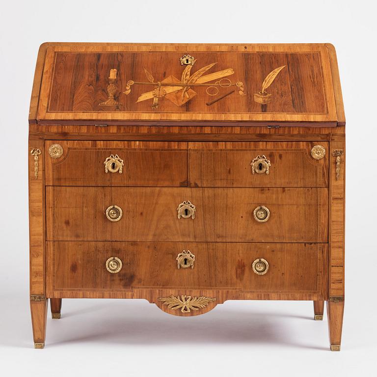 A Gustavian marquetry secretaire attributed to J. Hulsten (master 1773-1794).