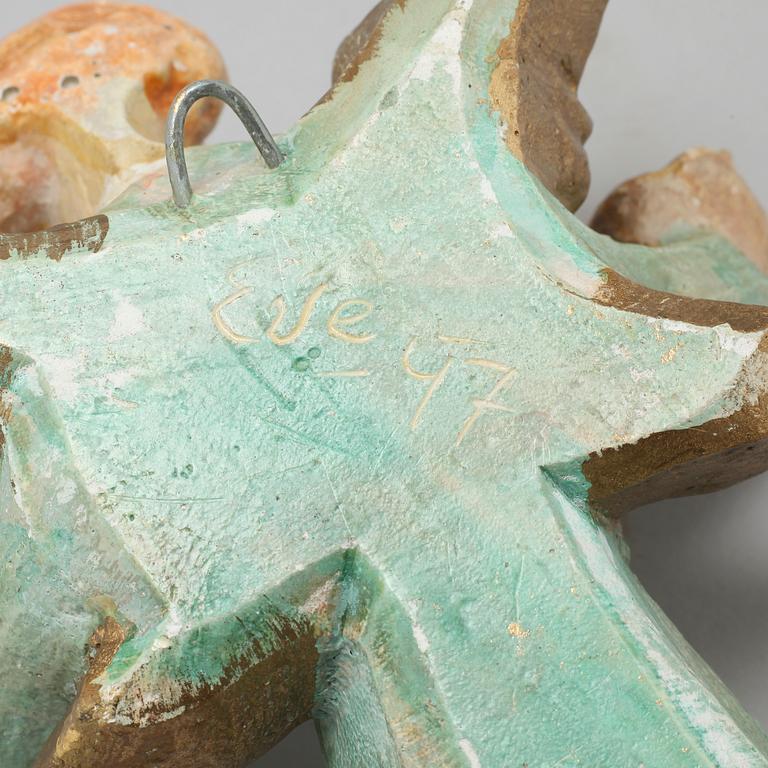 A pair of plaster wall candlesticks by Erling Valldeby, signed Eve and dated -45/-47.