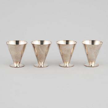 Four silver coctail cups by Wiwen Nilsson, Lund, weight 319 g.