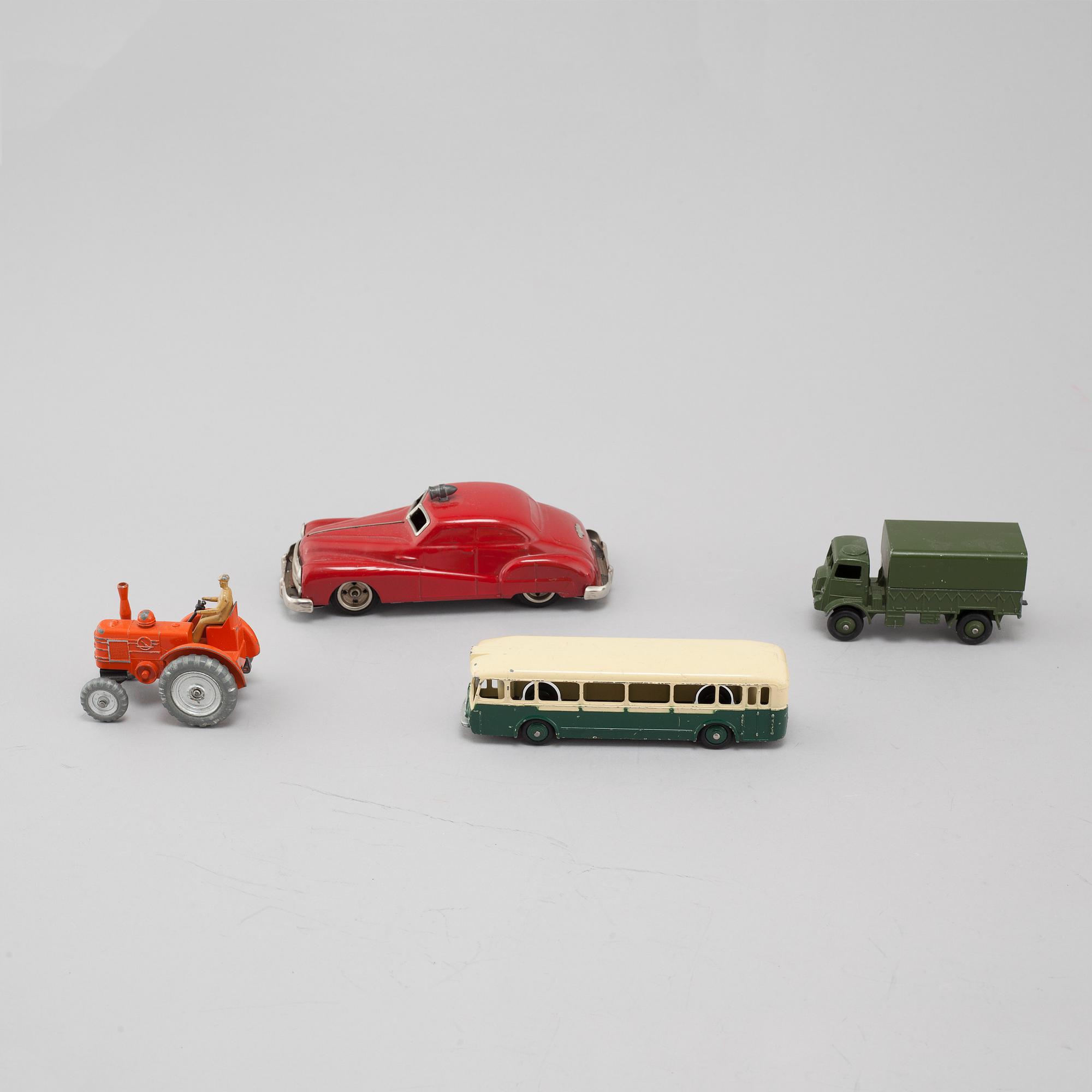 16 toy cars, mostly by Dinky Toys, from the latter half of the 20th century.