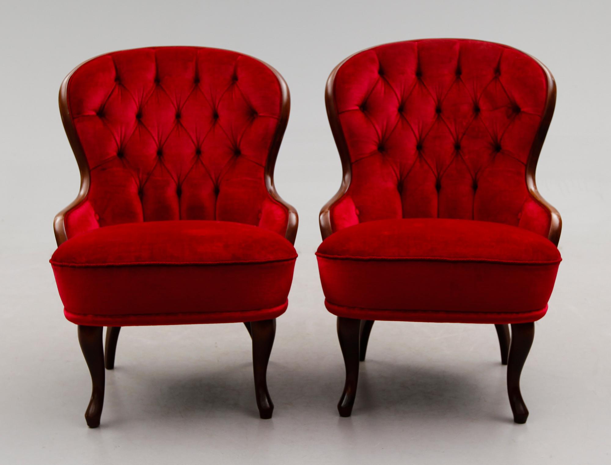 FÅTÖLJER, 1 par, 1900-talets första hälft.